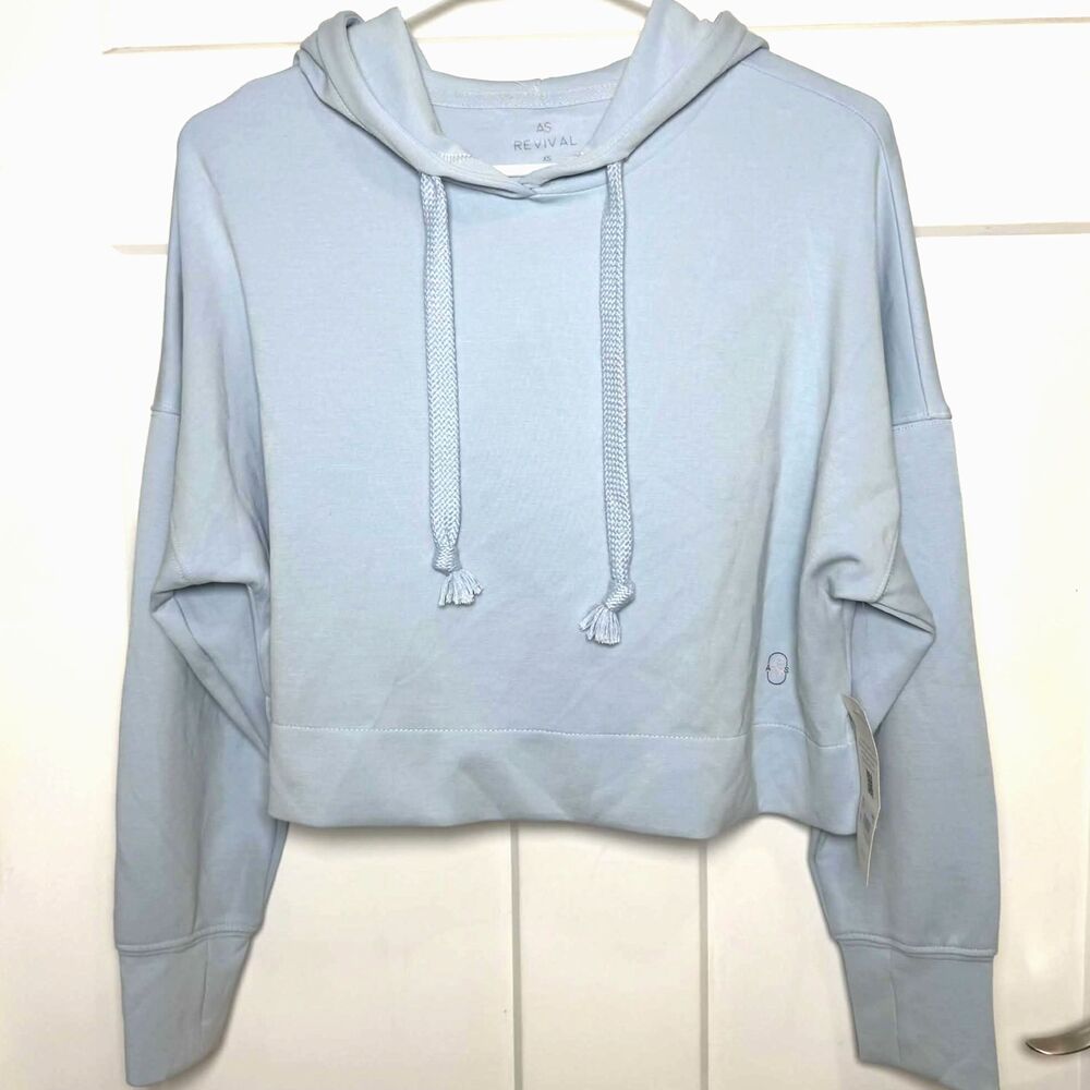 NWT Altard State AS Revival Womens XS Blue Cropped Hoodie Soft Sweatshirt